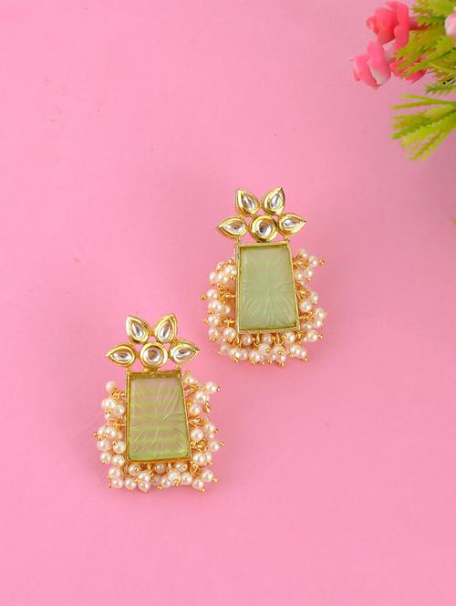 gold brass drop earring - 17333763 - Standard Image - 0