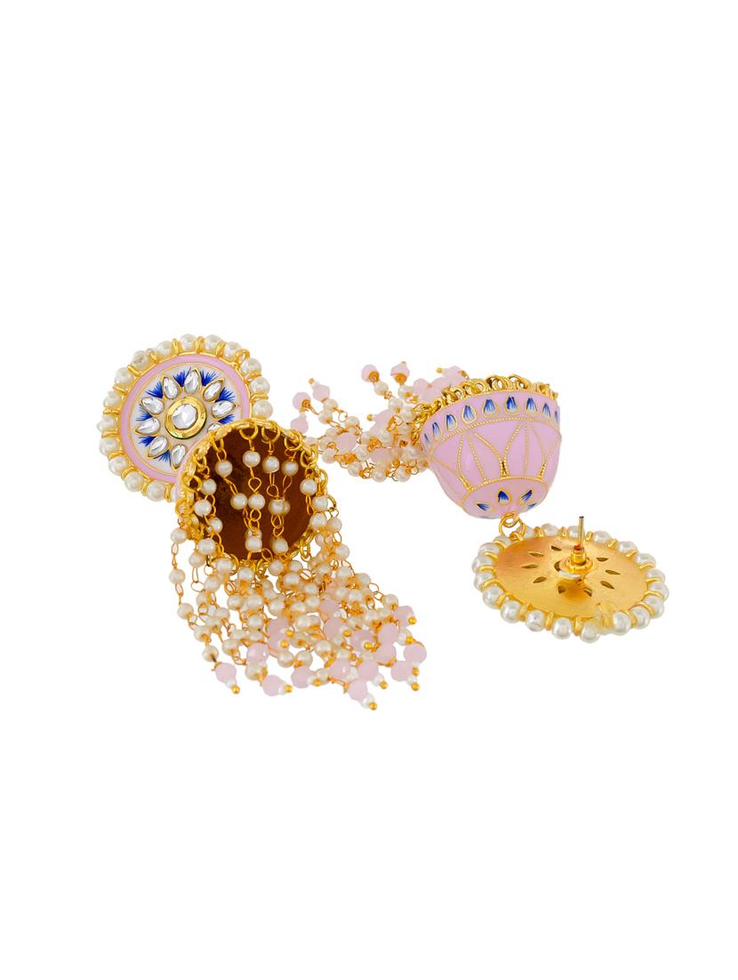 gold brass jhumka earring - 17333790 -  Standard Image - 1