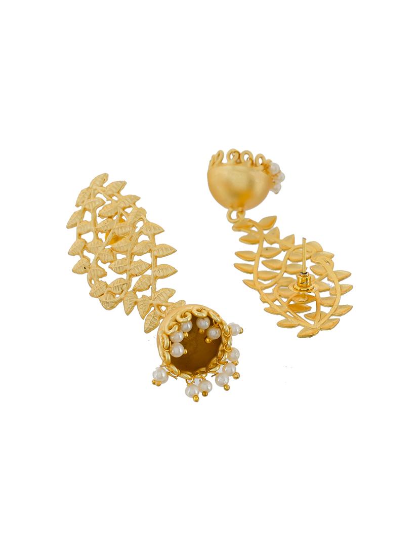 gold brass jhumka earring - 17333792 - Standard Image - 1
