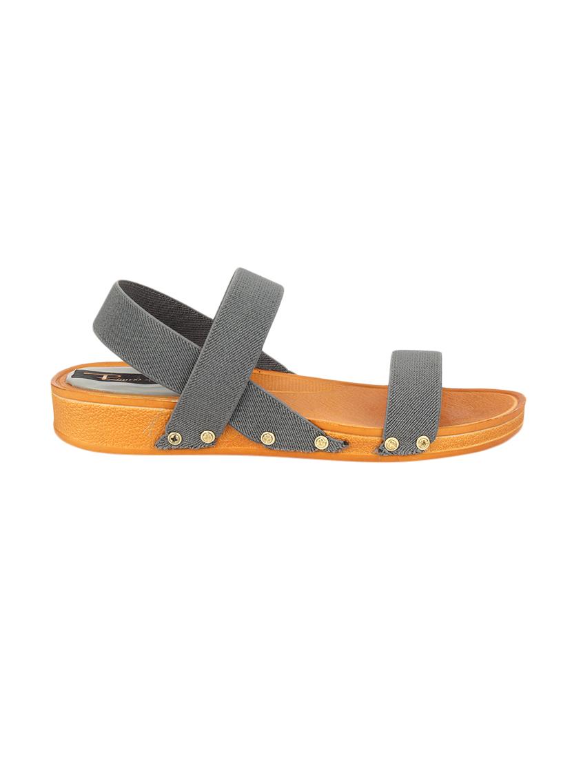 grey leatherette slip on sandals - 17334026 - Standard Image - 1