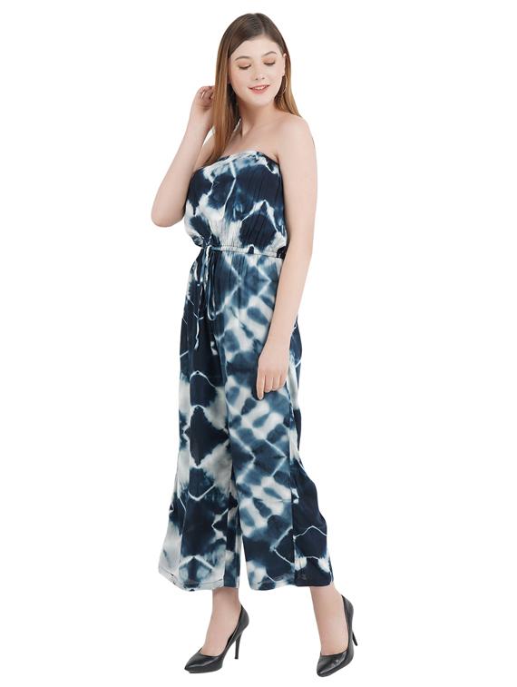 tie front tie&dye full leg jumpsuit - 17334068 - Standard Image - 1