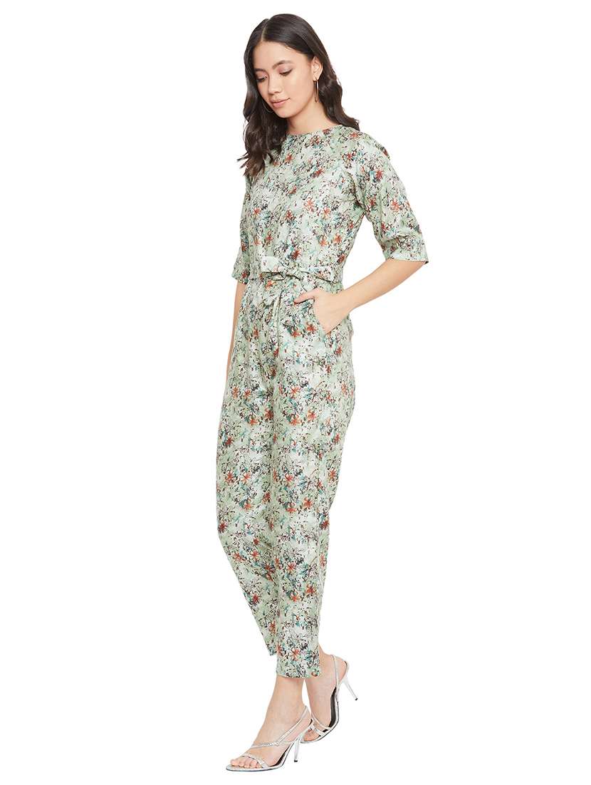 tie front floral jumpsuit  - 17334104 -  Standard Image - 1
