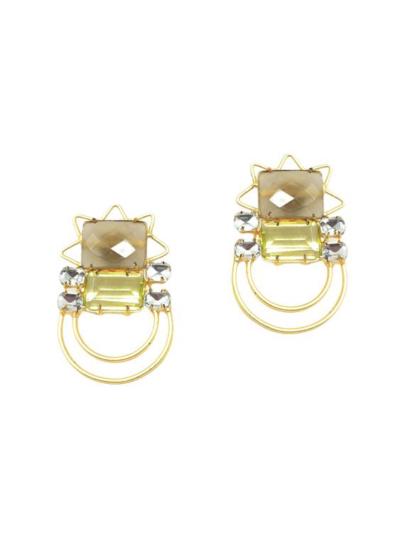 brown brass studs earring - 17334805 -  Zoom Image - 0