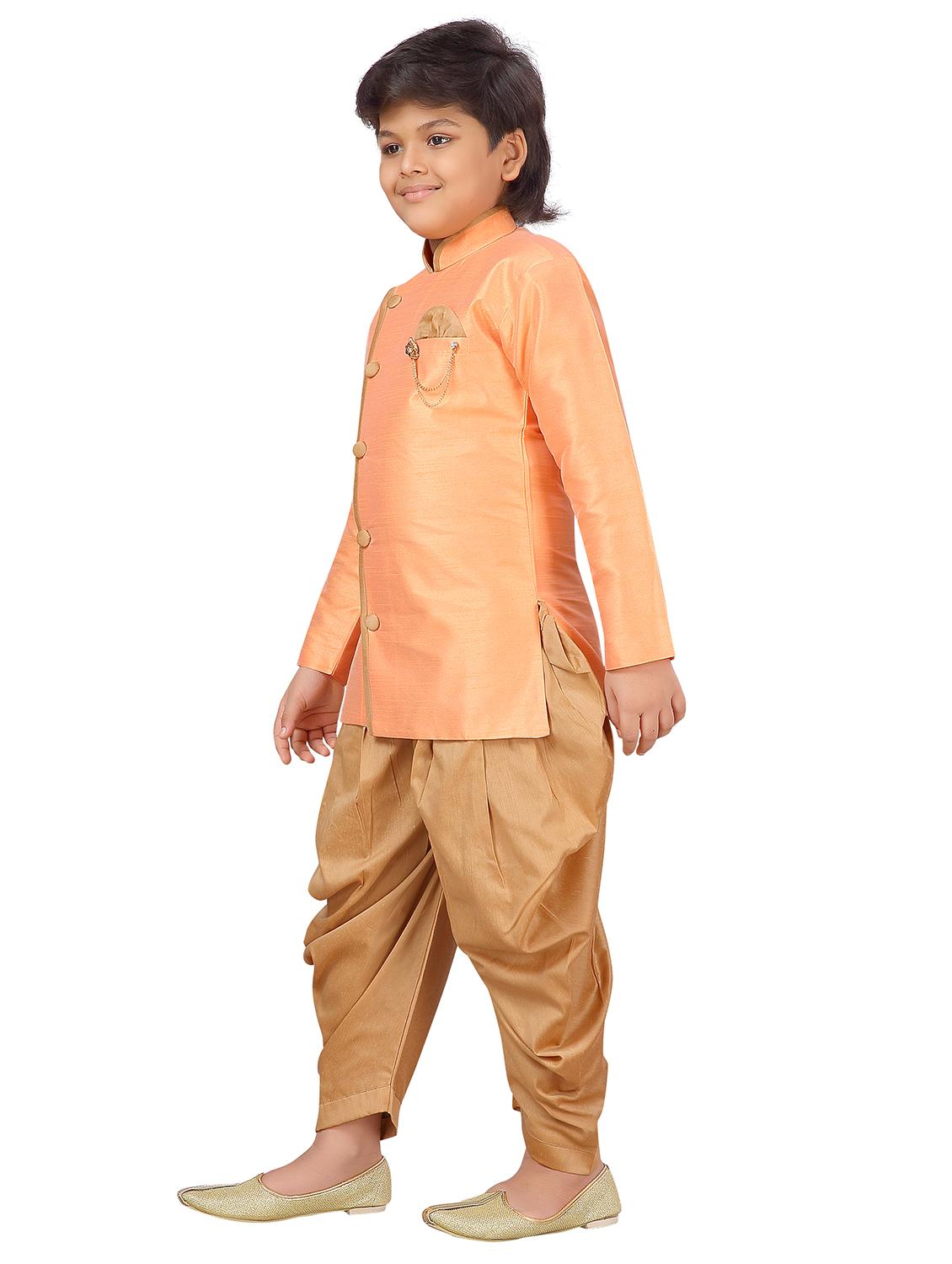 orange silk kurta set - 17336187 - Standard Image - 1