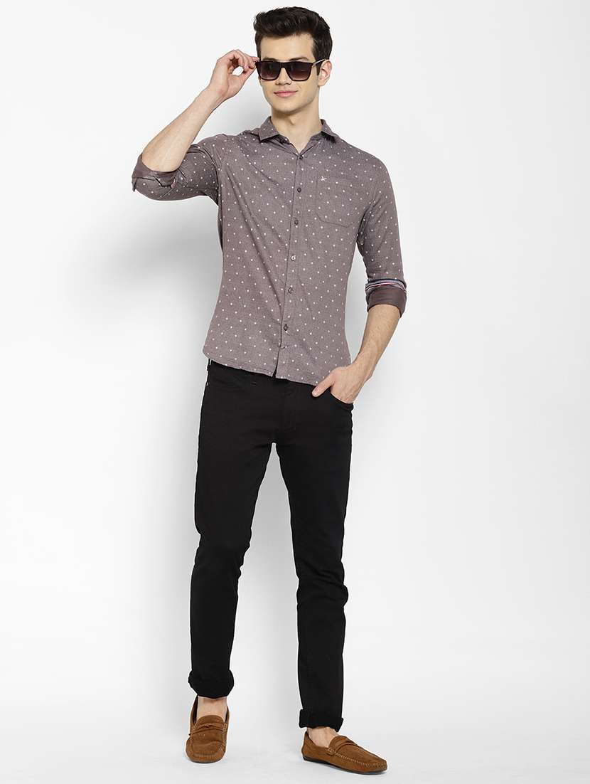 mens micro print casual shirt - 17336941 - Standard Image - 4