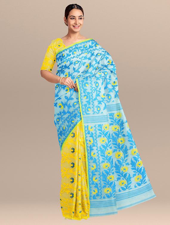 women's self design aqua blue colored saree - 17336958 -  Zoom Image - 0