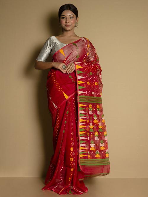 women's printed red colored saree - 17336981 -  Standard Image - 0
