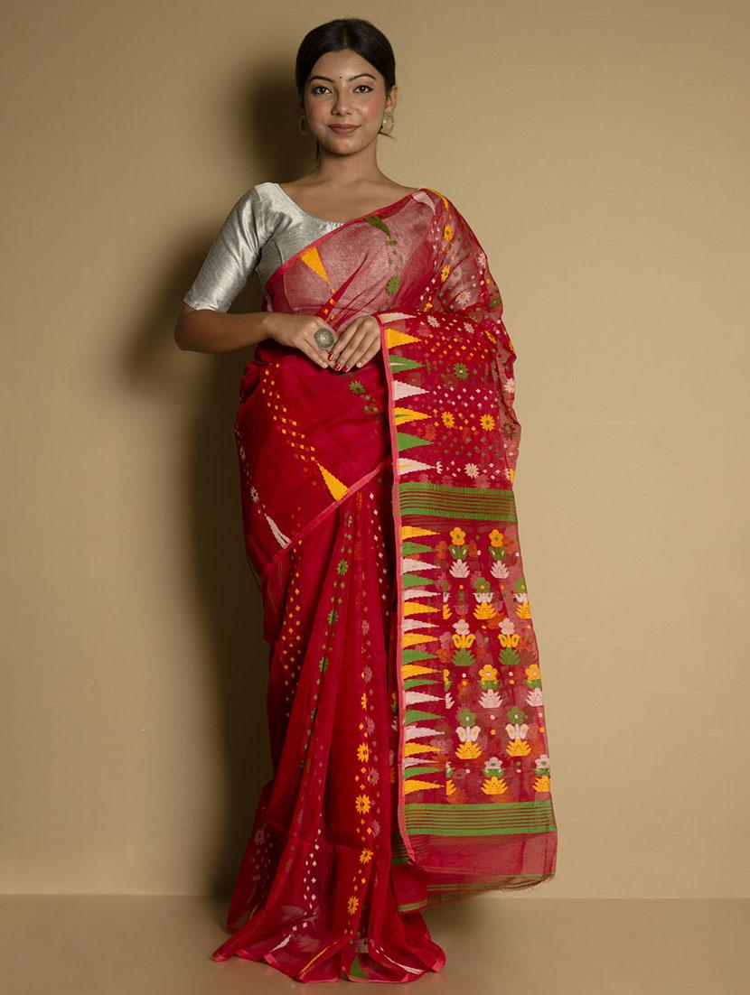 women's printed red colored saree - 17336981 -  Zoom Image - 0