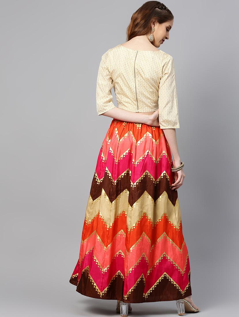foil print flared lehenga - 17336990 - Standard Image - 1