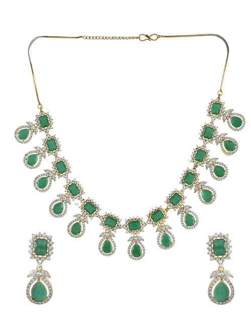 green tone brass necklaces with earring - 17337666 - Standard Image - 0