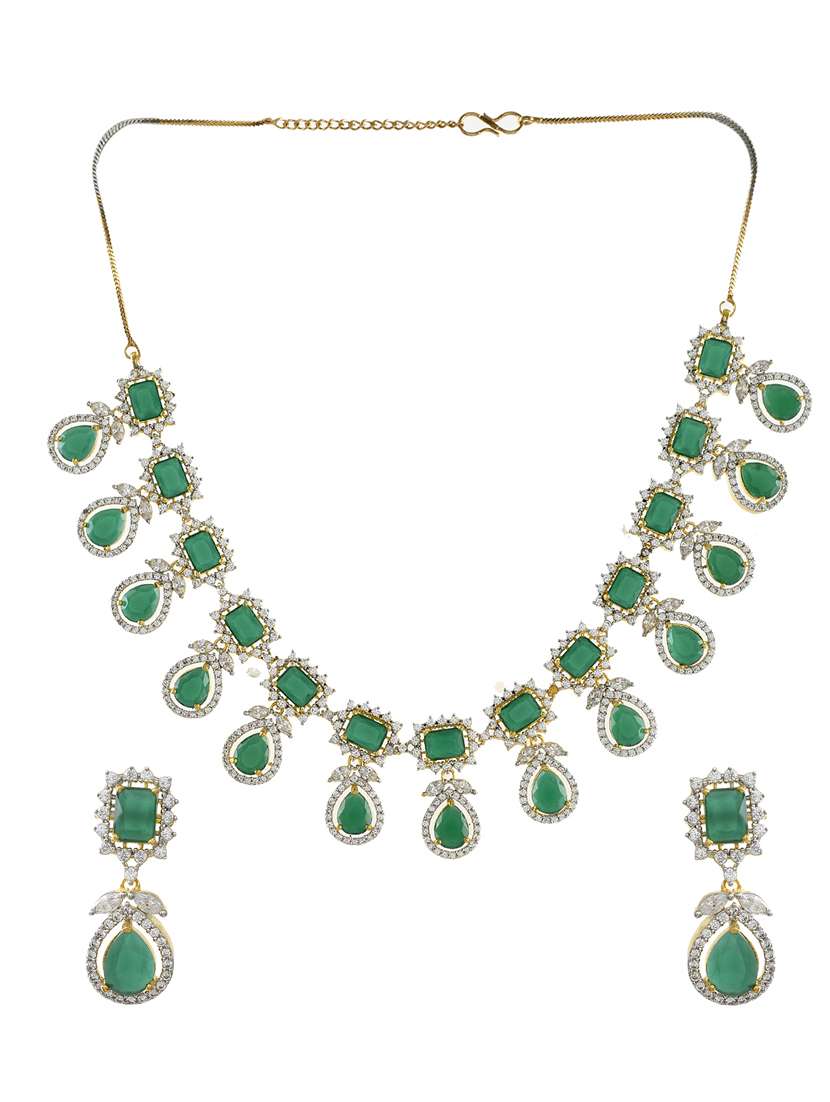 green tone brass necklaces with earring