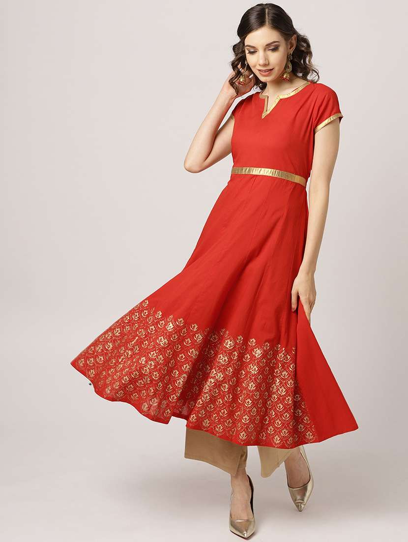 golden lace anarkali kurta