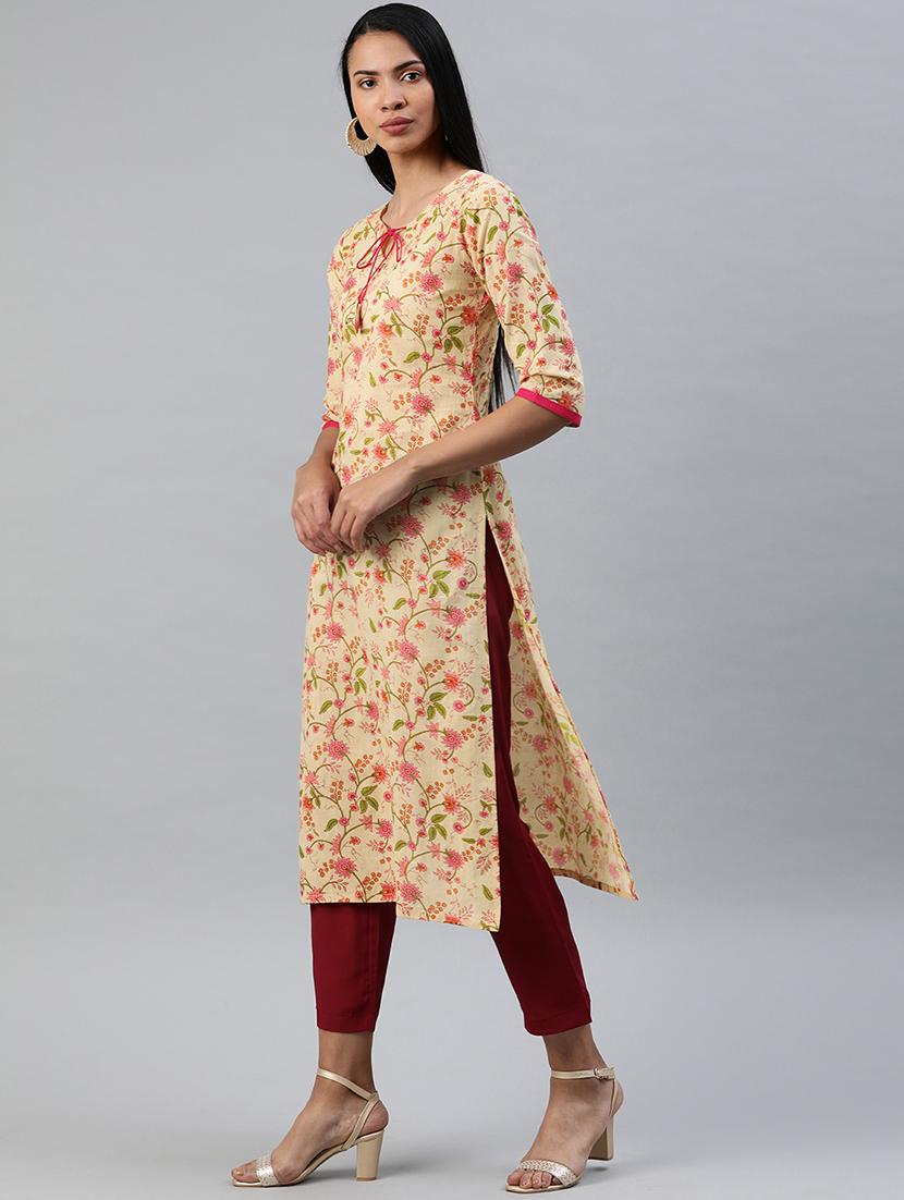 floral straight kurta - 17338925 - Standard Image - 1