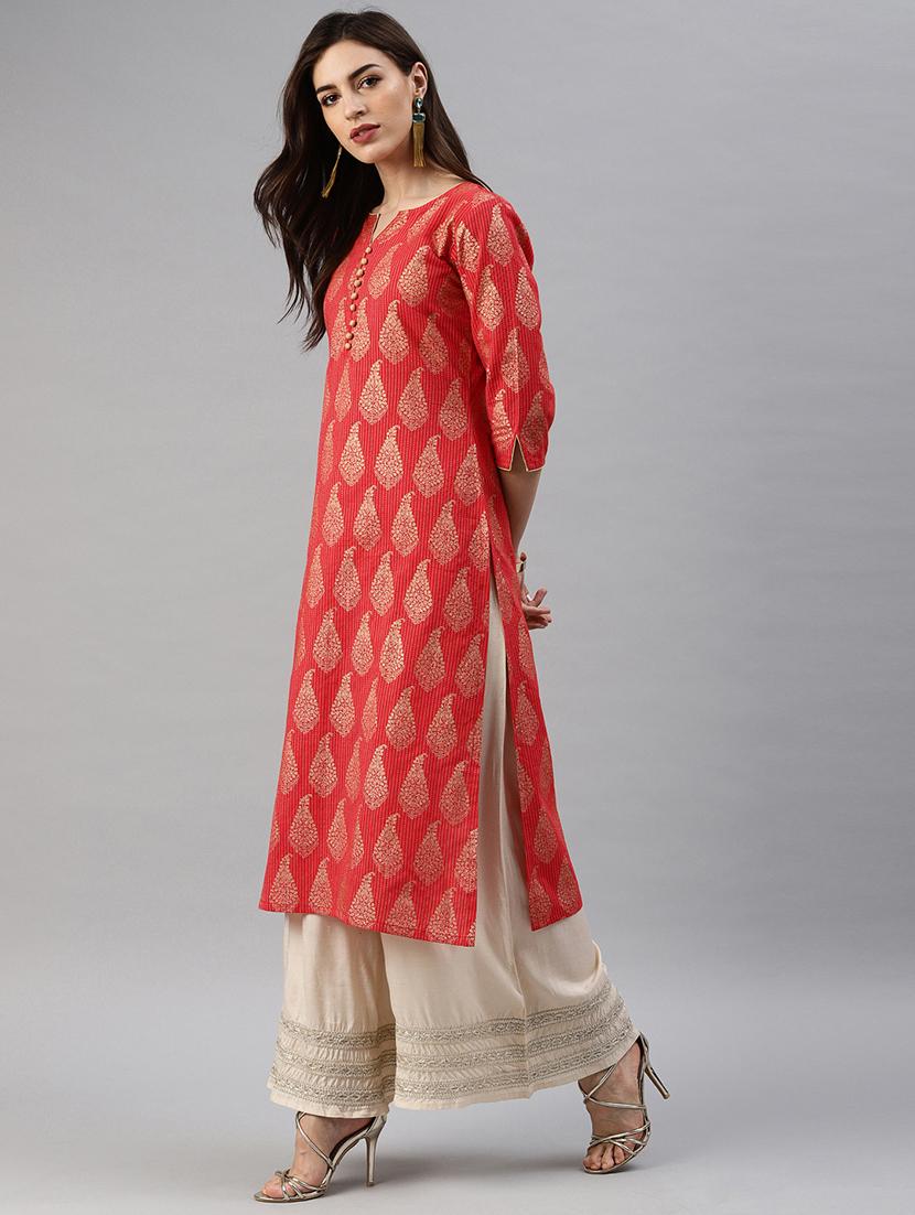 paisley straight kurta - 17338929 - Standard Image - 1