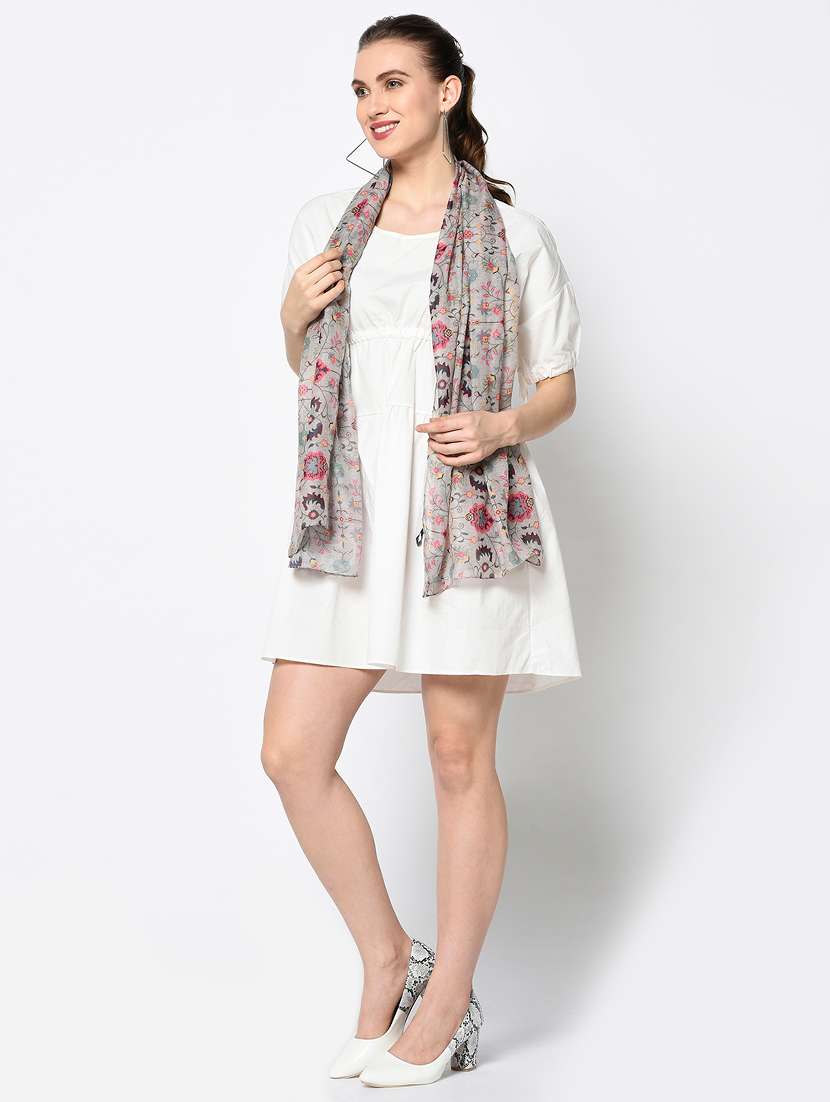 Grey Modal Silk Stole - 17339701 -  Standard Image - 1