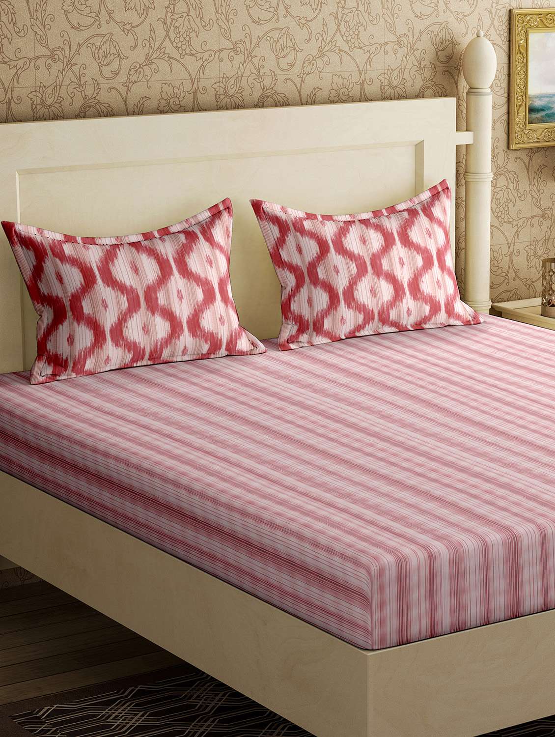 cotton 1 diwan bedsheet with 2 pillow cover