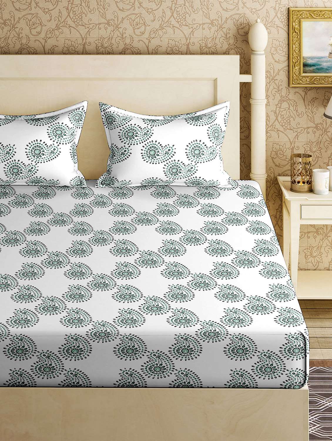 cotton double bedsheet with 2 pillow covers - 17340470 -  Standard Image - 1