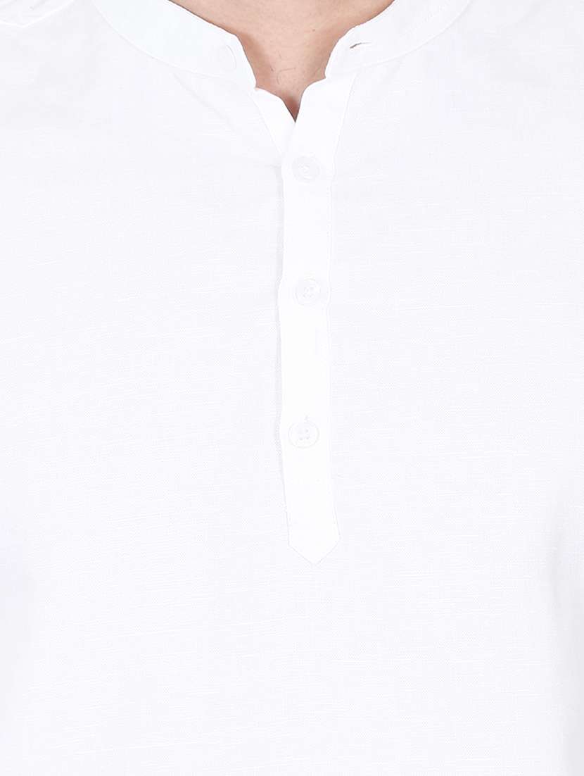 white solid medium length kurta - 17340642 - Standard Image - 4
