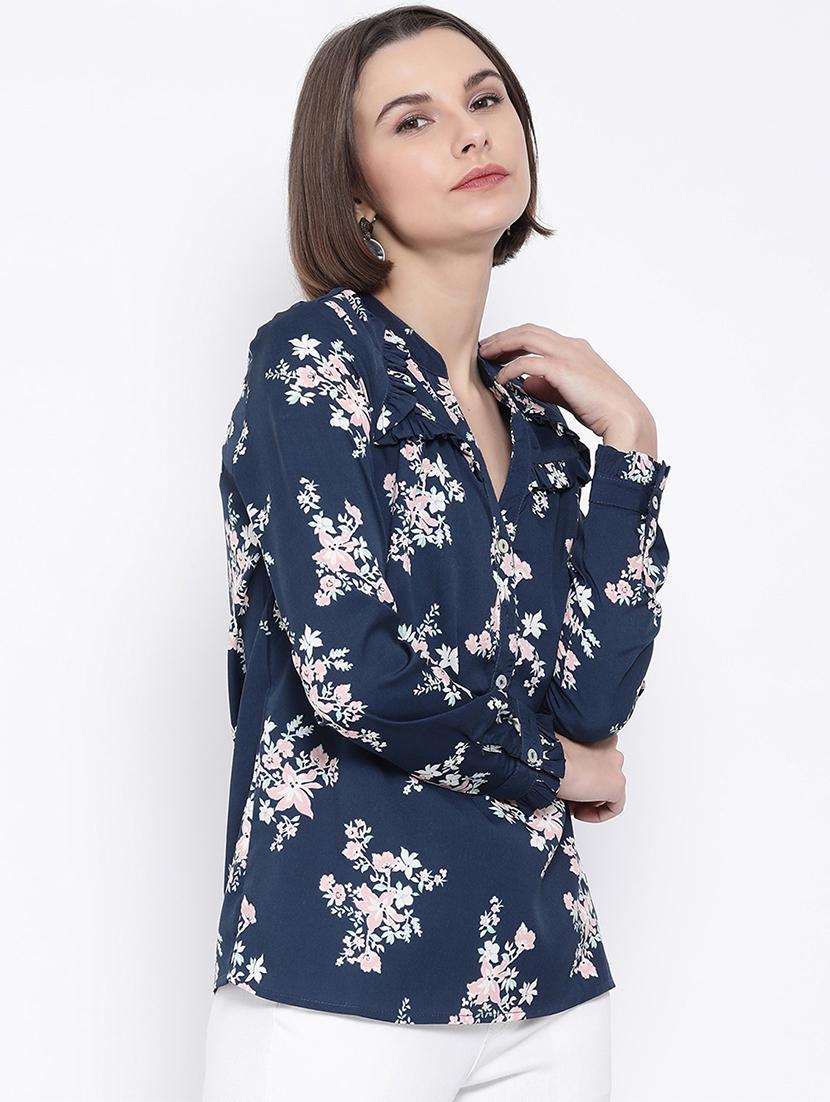 mandarin neck floral top - 17341736 - Standard Image - 1
