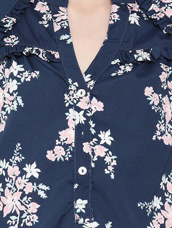 mandarin neck floral top - 17341736 - Standard Image - 4