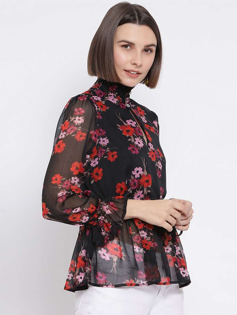 women's peplum mock neck top - 17341750 -  Standard Image - 1