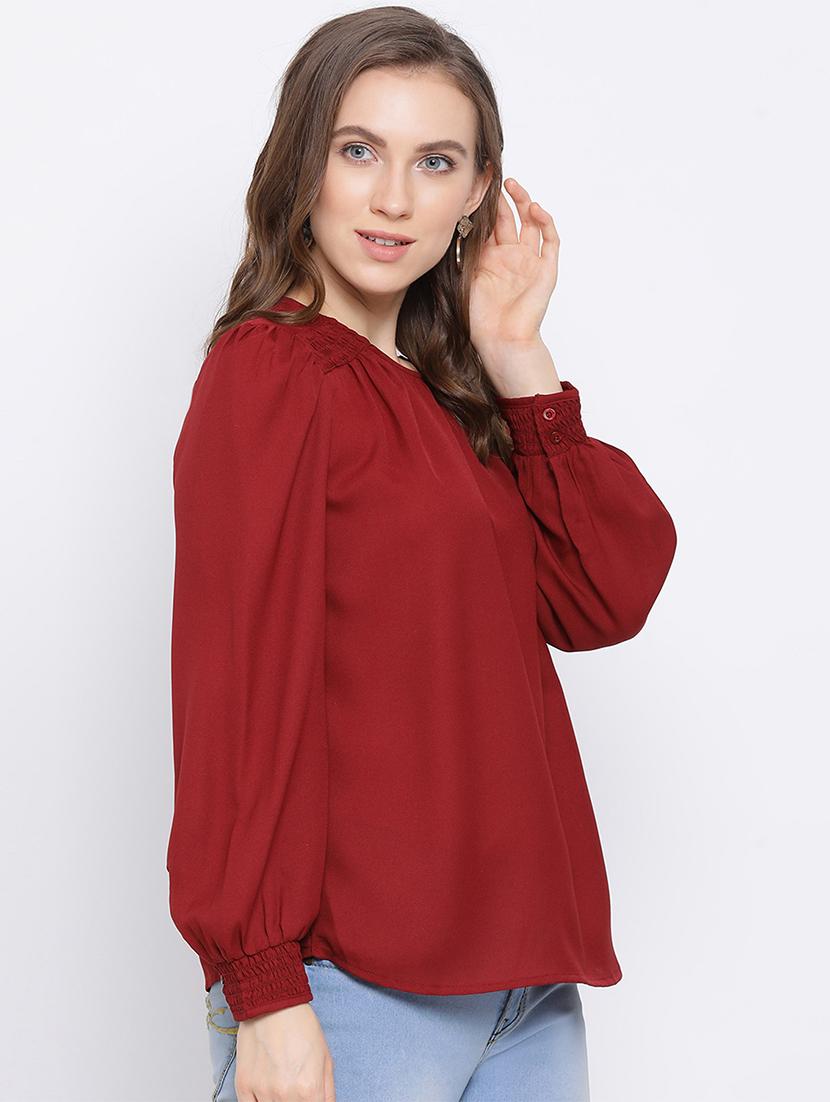bishop sleeves solid top - 17341786 - Standard Image - 1