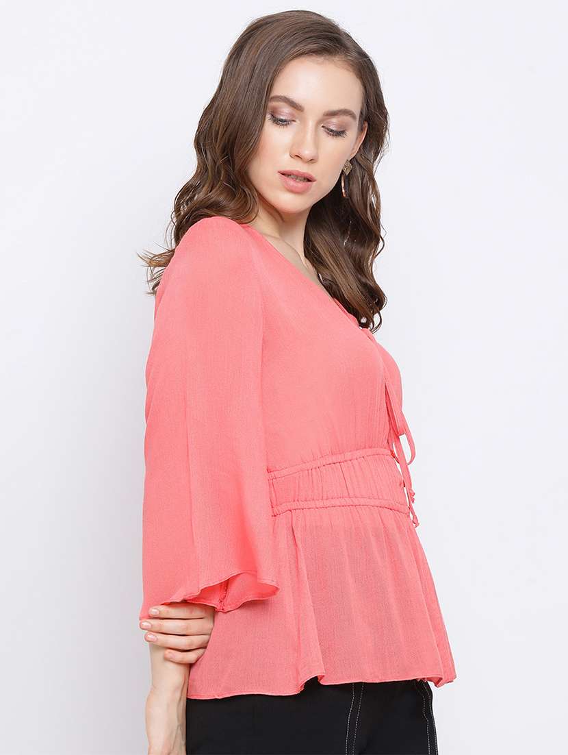 women's straight v neck top - 17341788 - Standard Image - 1