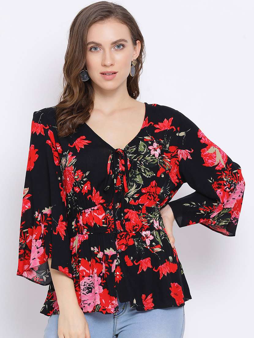 bell sleeves floral top - 17341792 - Zoom Image - 0