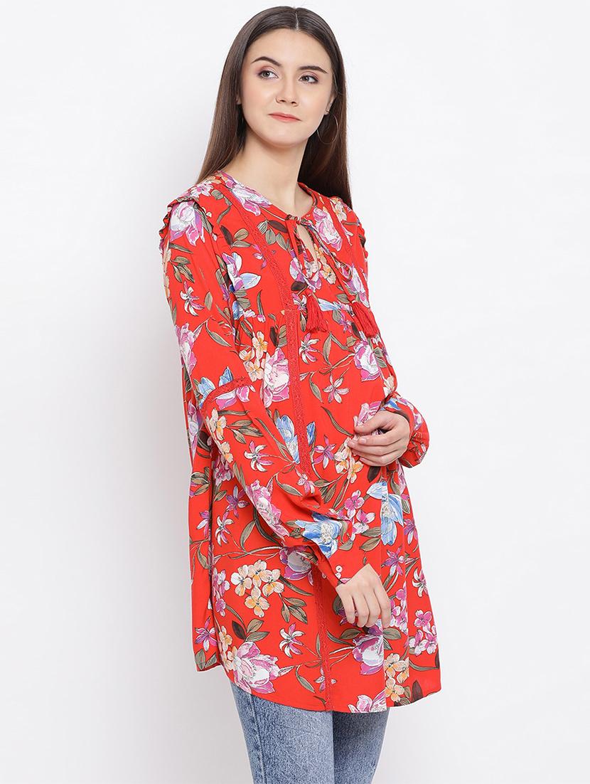 tie front floral maternity top - 17341802 - Standard Image - 1
