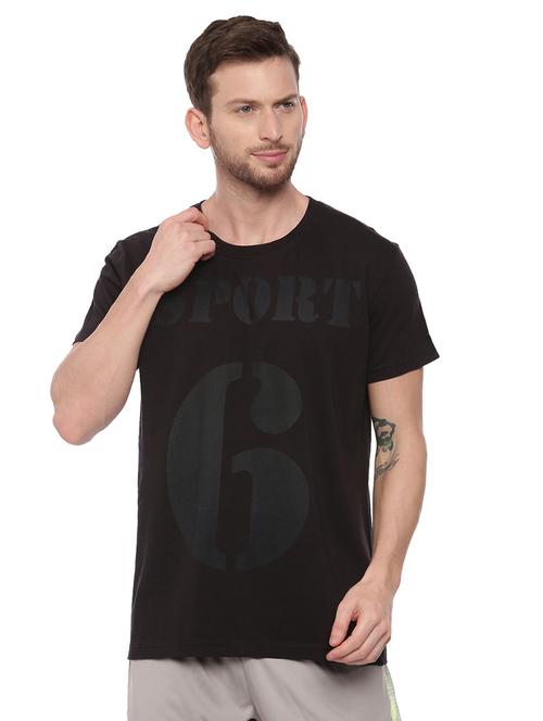 black front print t-shirt - 17342242 - Standard Image - 0