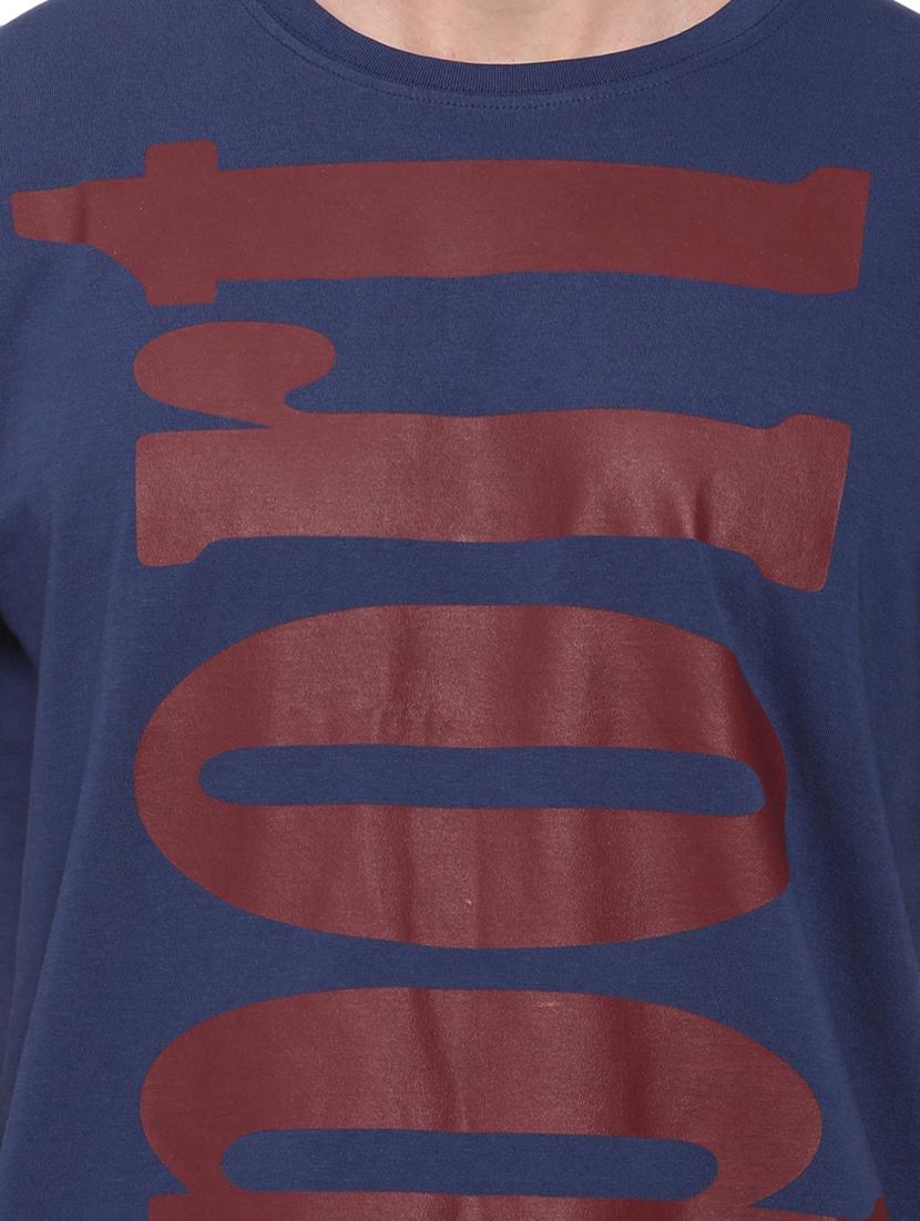 navy blue front print t-shirt - 17342243 - Standard Image - 4