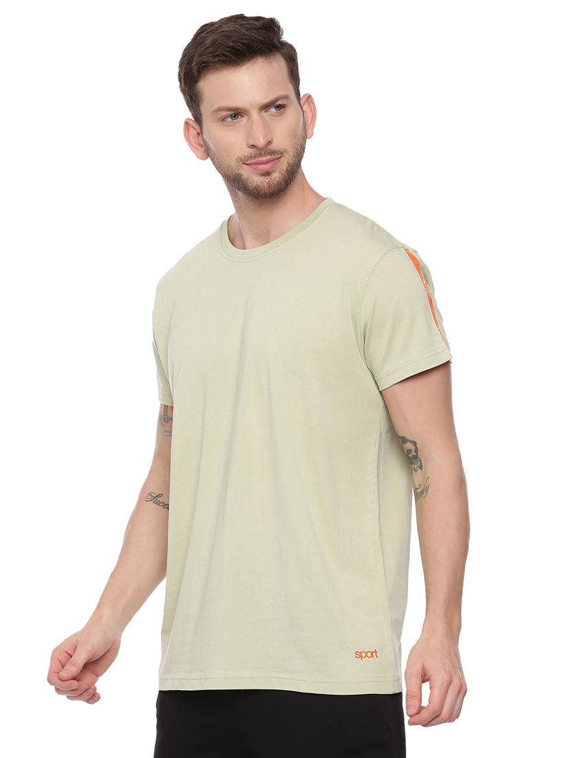 olive green solid taped t-shirt - 17342248 -  Standard Image - 1