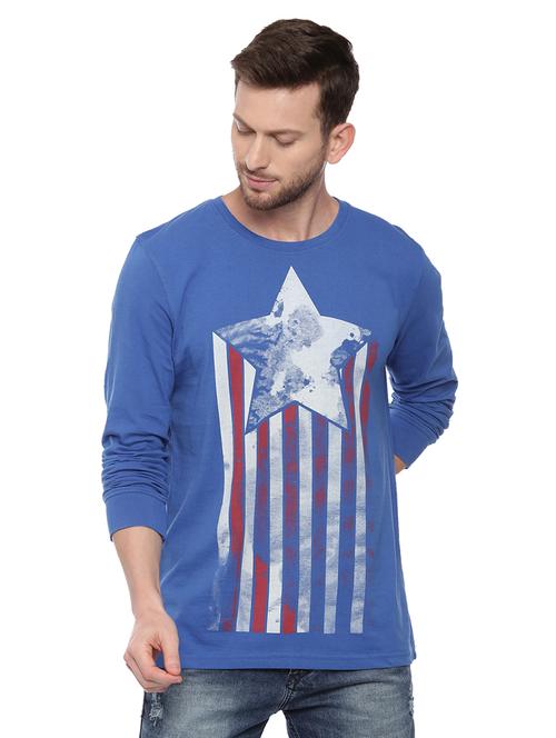 men front print long sleeve regular fit t-shirt - 17342259 - Standard Image - 0
