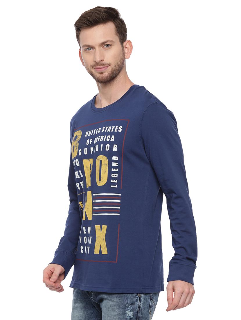 navy blue front print t-shirt - 17342268 - Standard Image - 1