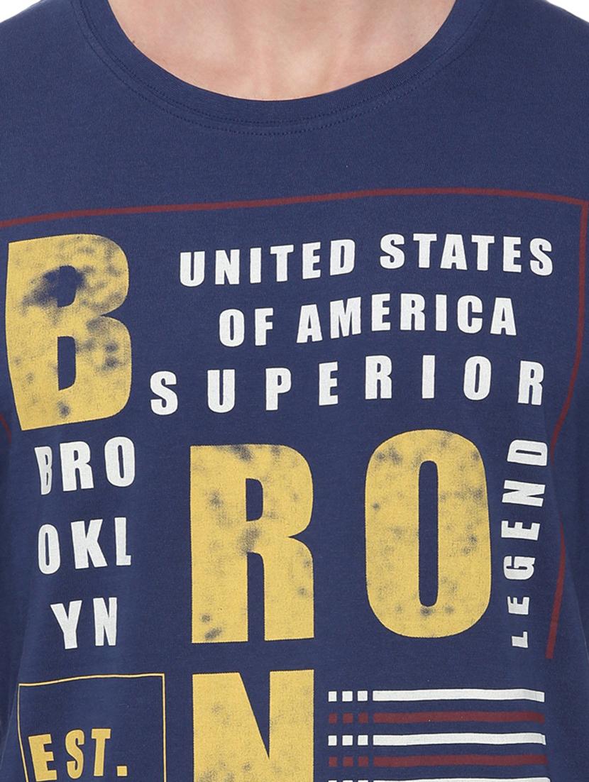 navy blue front print t-shirt - 17342268 - Standard Image - 4