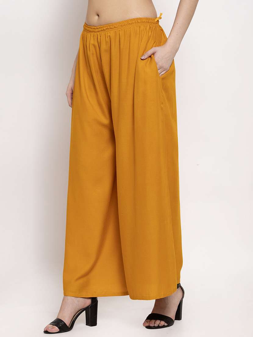 mustard solid palazzo  - 17342807 -  Standard Image - 1