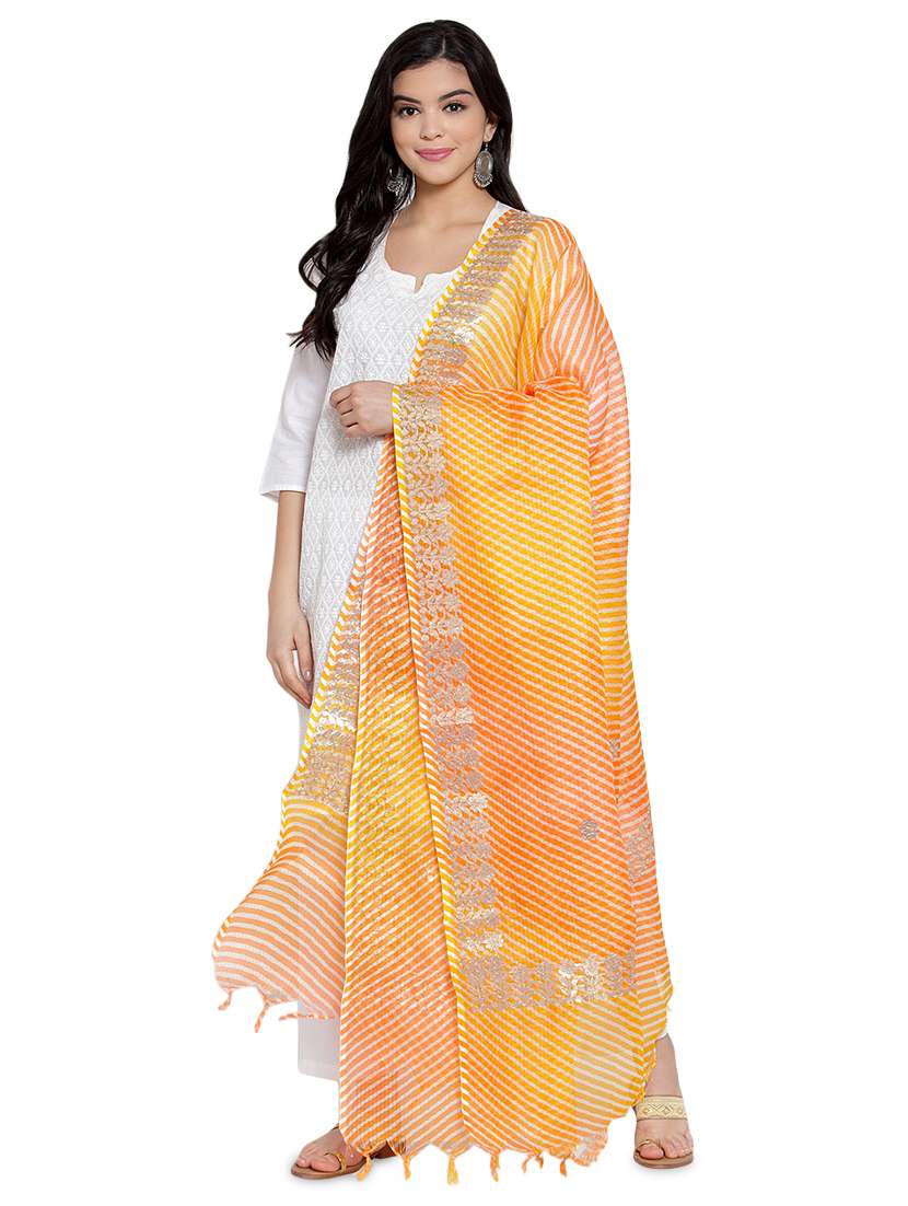 gota work leheriya print dupatta