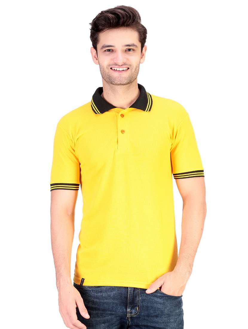 yellow solid polo t-shirt