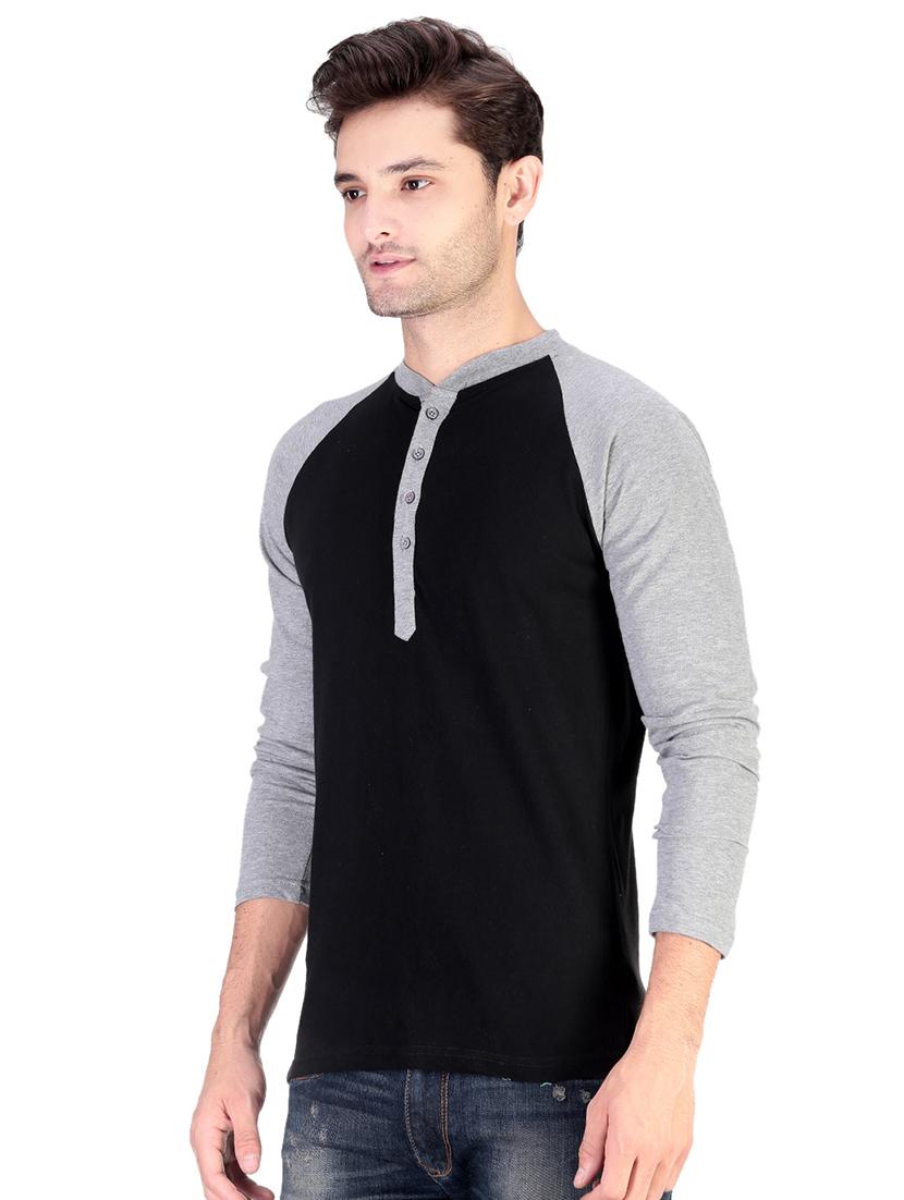 grey color block raglan t-shirt - 17344571 - Standard Image - 1