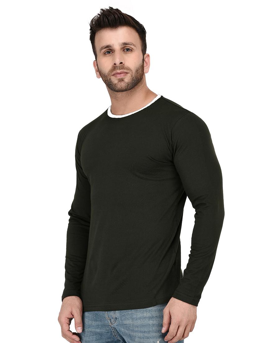 olive green solid cut & sew t-shirt - 17344574 - Standard Image - 1
