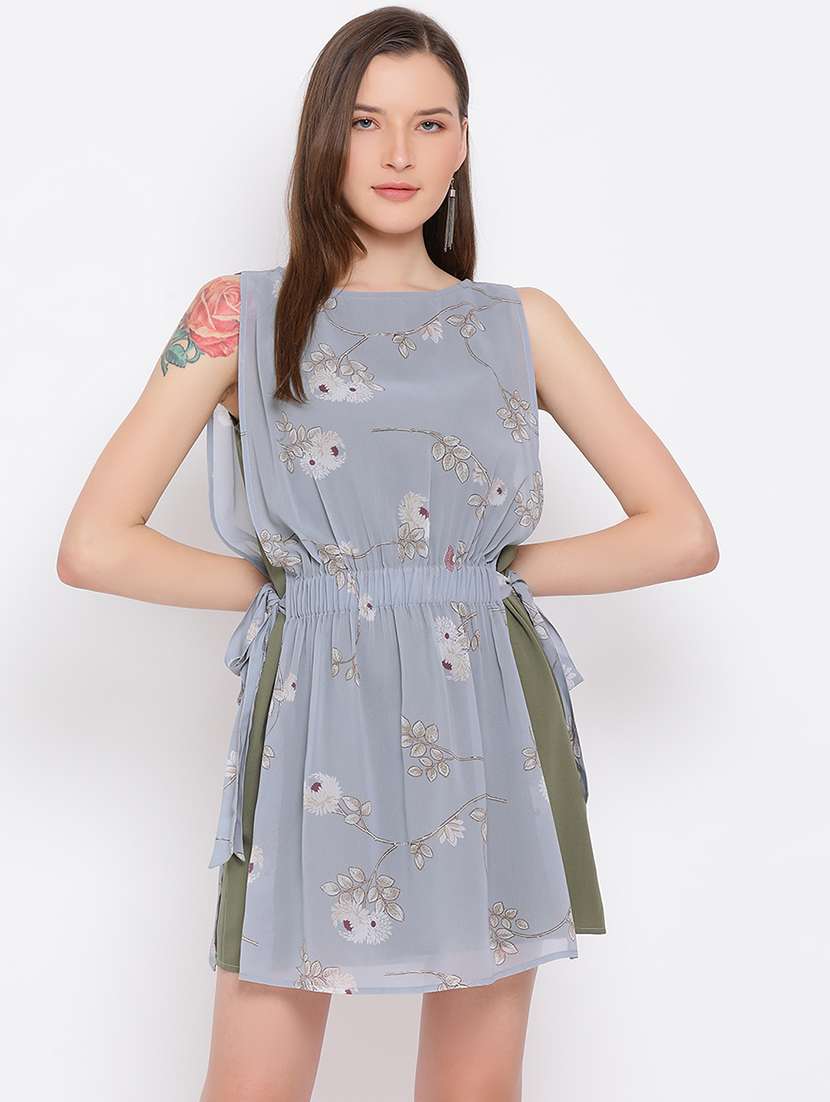 side tie knot layered dress