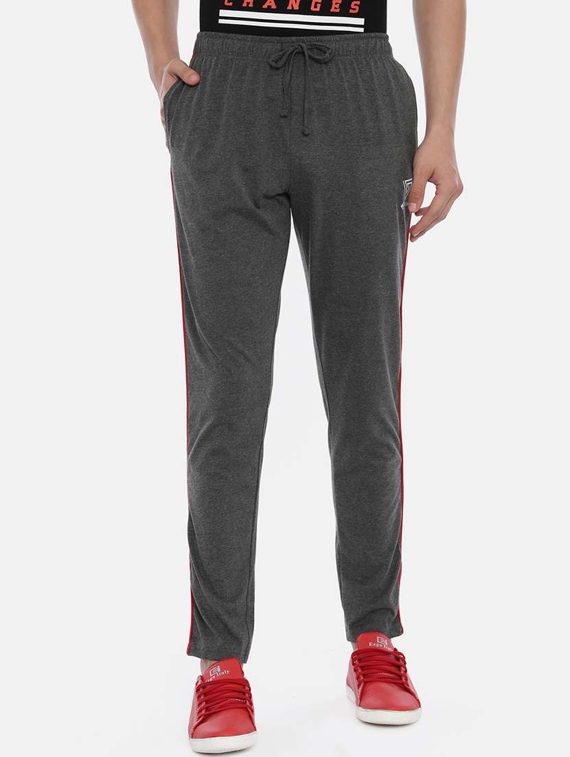 grey side striped track pant
