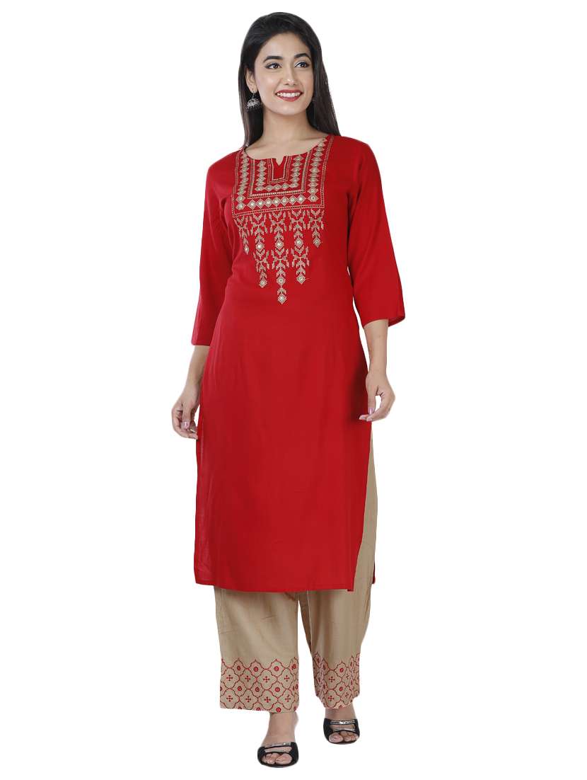 embroidered straight kurta