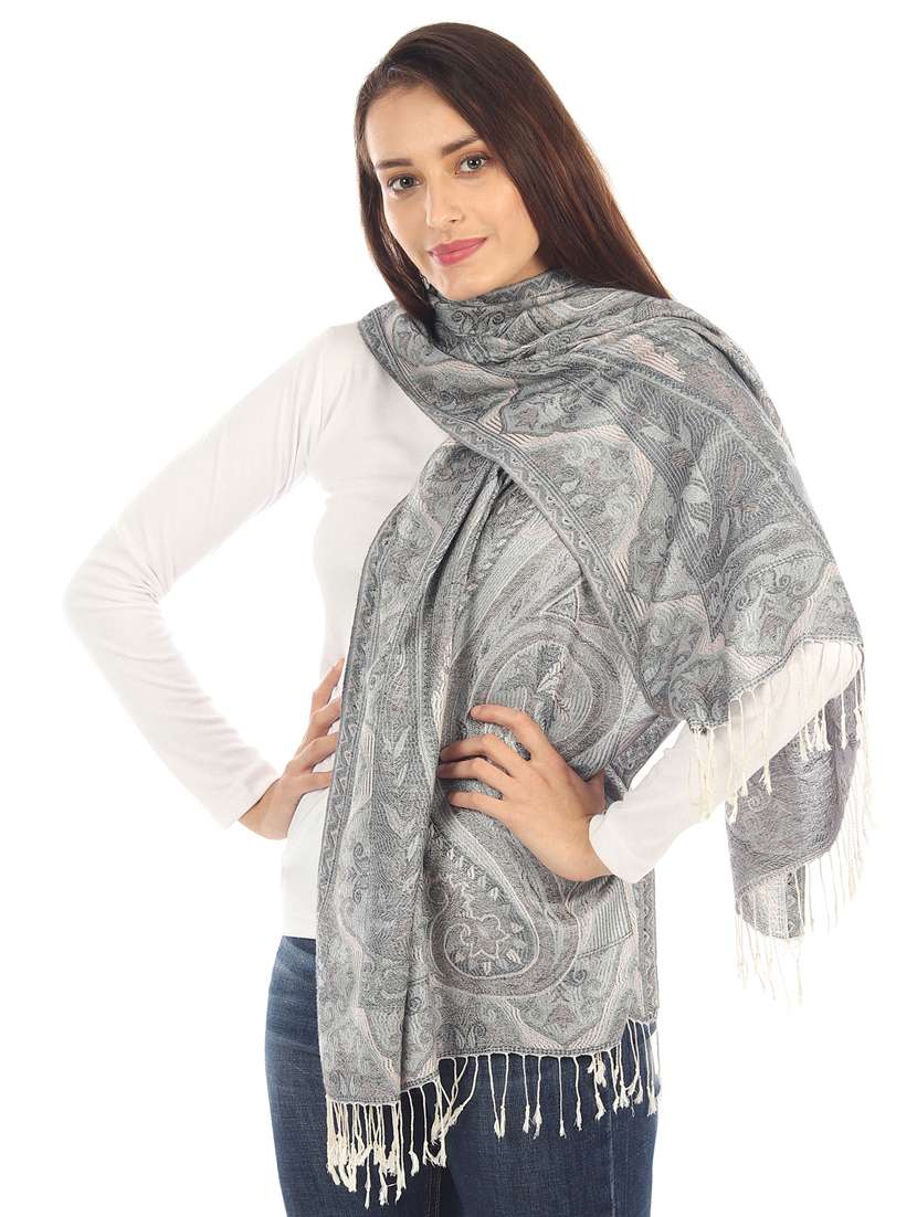 silver silk blend stole - 17345568 -  Standard Image - 1