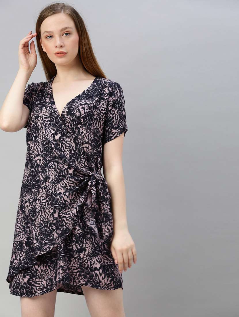 printed wrap dress