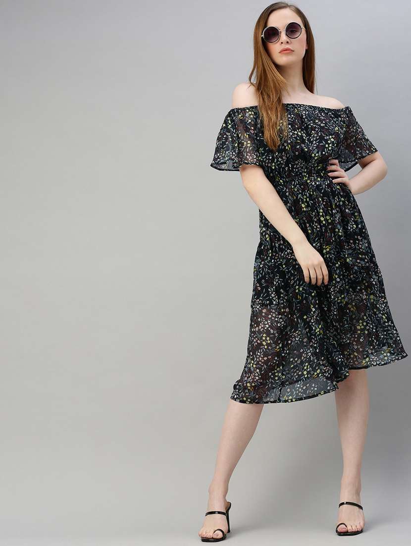 women printed off shoulder dress - 17345612 - Zoom Image - 0