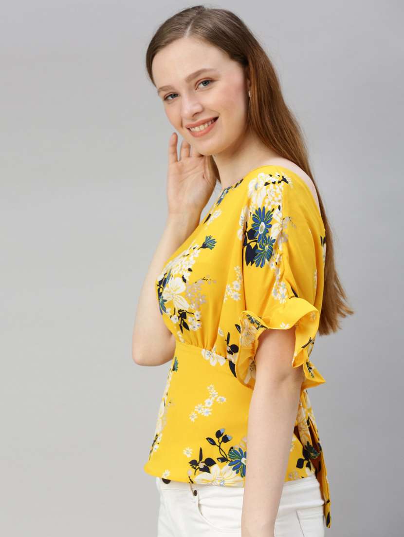 women's peplum round neck top - 17345617 - Standard Image - 1