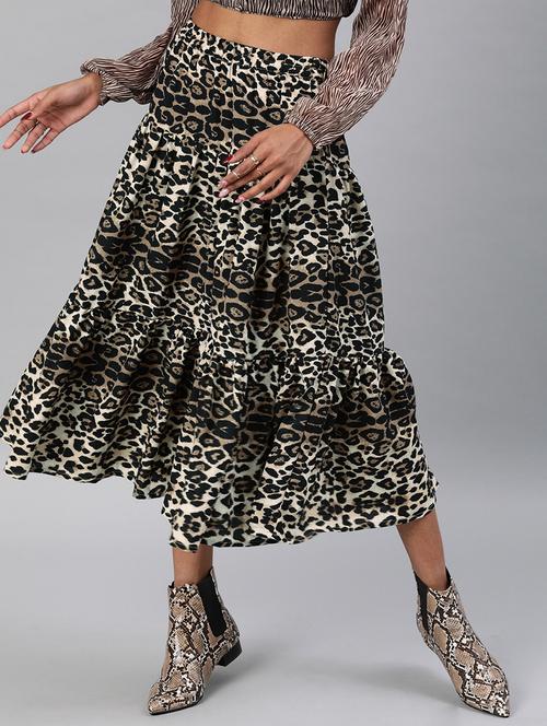 animal print flared skirt  - 17345862 -  Standard Image - 0