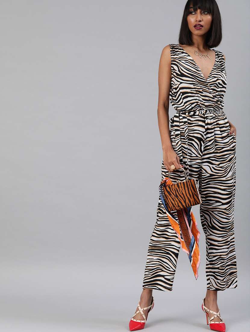 animal print full length jumpsuit 