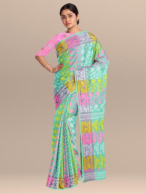 women's self design green colored saree - 17346857 - Standard Image - 0